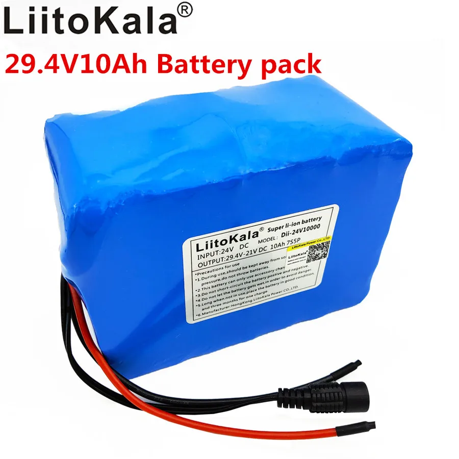 Liitokala 24 V Ličio baterija 24 V baterija didelės talpos ličio-jonų baterija 10ah bms išleidimo 15A 7 S 300 W galia
