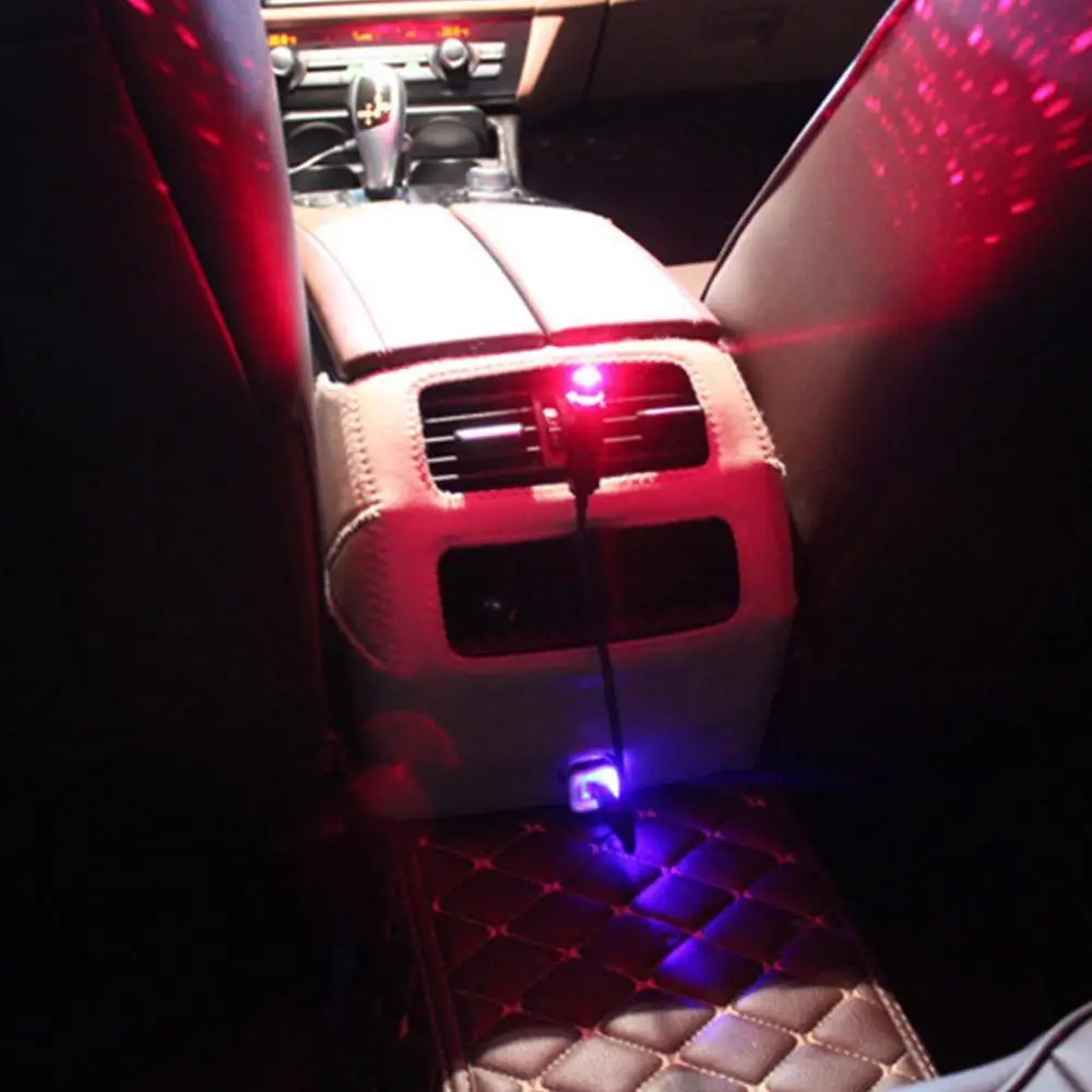 Universalus Mini LED Automobilio Stogo Star Naktį Žibintai Interjero Aplinkos Atmosferą Galaxy Lempa USB Kištukas, Šviesos Apdailos Šviesos