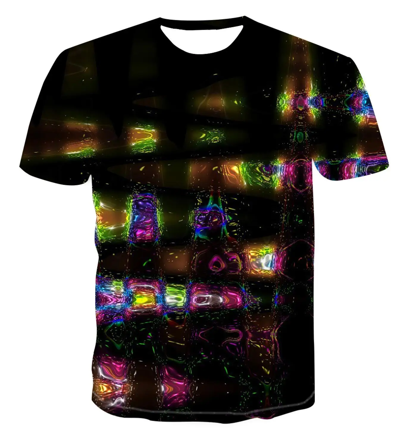 Geometrinis 3D spausdinimo T-shirt vasarą viršų nauji vyriški multi-dydis laminuotos vientisos spalvos marškinėliai trumparankoviai O-neck paplūdimys, T-shirt