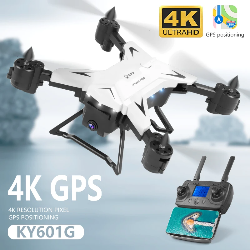 RC Drone KY601G GPS Quadcopter su 5G 4K HD Kamera 2000 Metrų Valdymo Atstumas Pro Selfie Sekite Mane Quadrocopter Skristi 20 Min