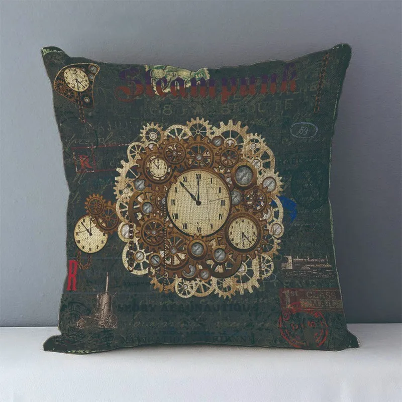 Europos stilius derliaus steampunk modelius spausdinti sofos pagalvėlė padengti namų dekoratyvinės pagalvės 45x45cm medvilnės patalynė užvalkalas J6