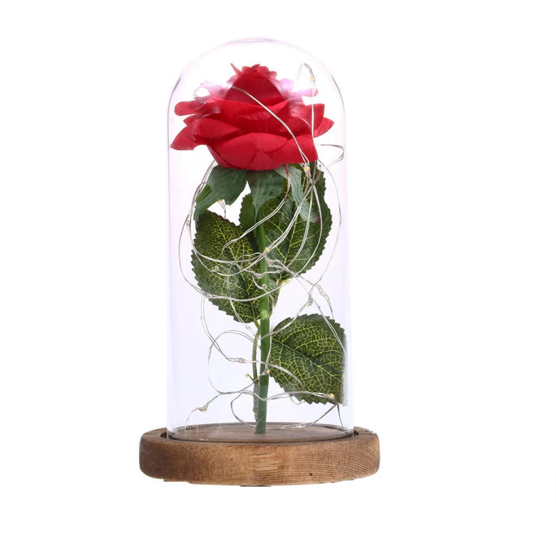 KARŠTO LED Raudona Rožė, Mirksi Šviesos Dirbtinės Gėlės Rožės Romantiška Moteris Valentino Dovanų, Dekoratyvinių Gėlių, Vestuvių Dekoras