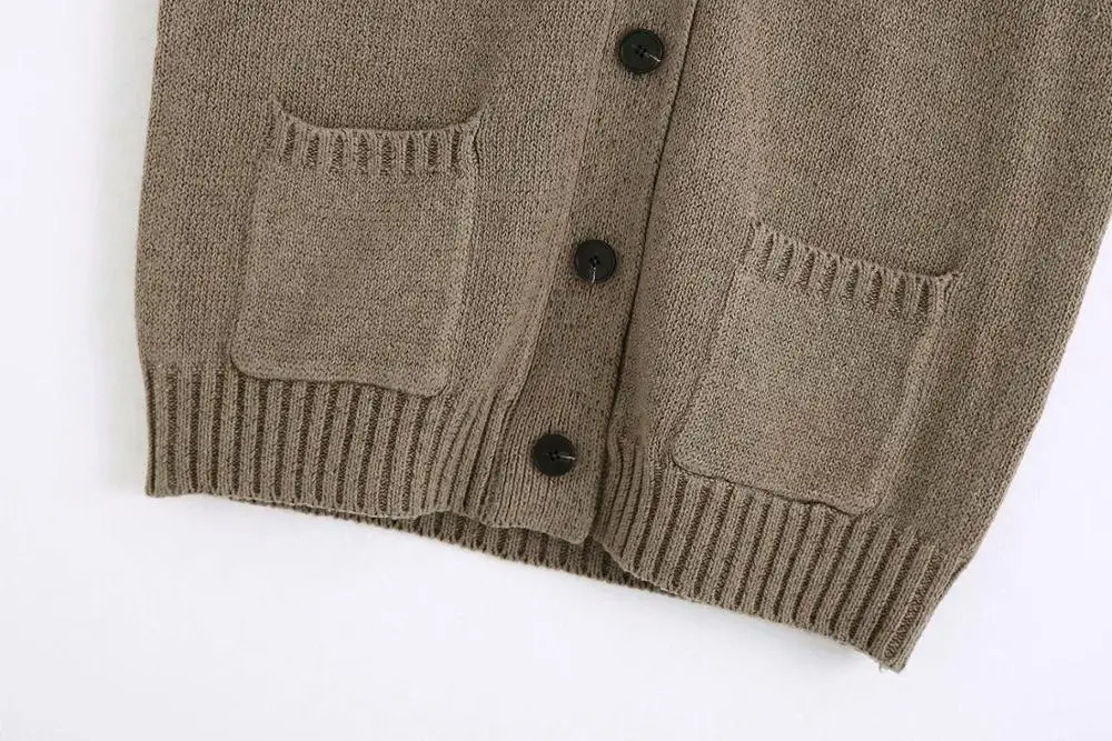 Toppies 2020 m. rudens žiemos megzti striukė moterų berankovė liemenė vieną krūtinėmis kailis vintage megztinis liemenė