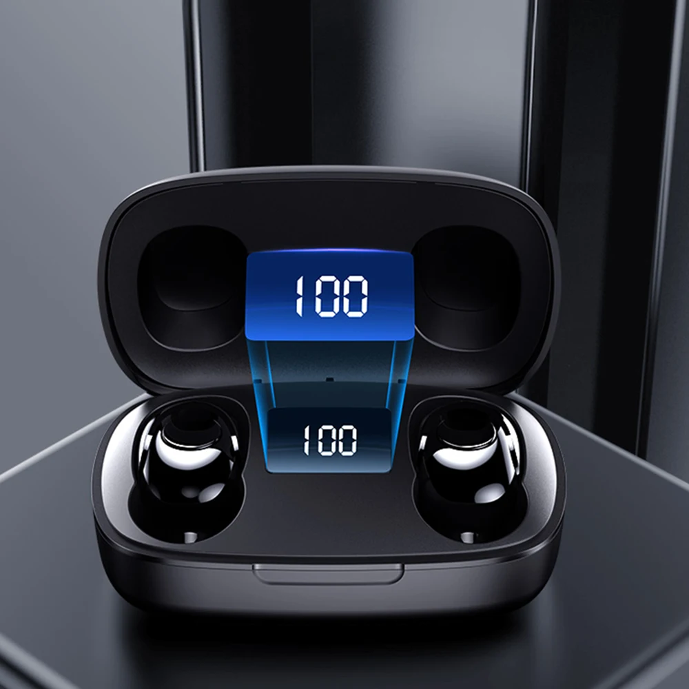 TWS Bluethooth Ausines Mygtuką Kontrolės Belaidės Ausinės, LED Ekranas, IPX7 atsparumas Vandeniui Triukšmo Panaikinimo Ausinių Su Mikrofonu