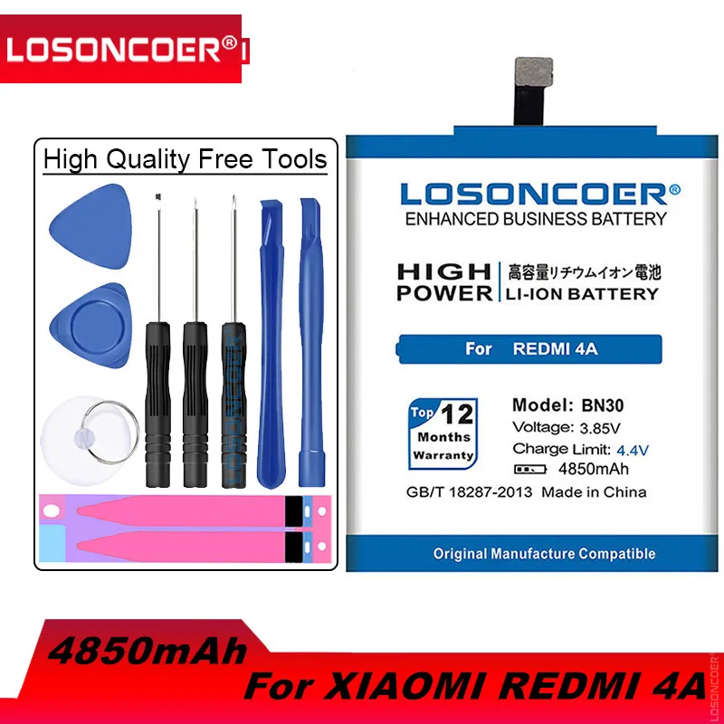 4850mAh LOSONCOER BN30 Baterija Xiaomi Redmi 4A Baterija Hongmi 4A Galingas Baterijas