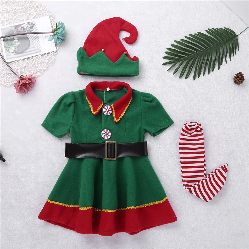 2019 žalia Elf Merginos kalėdų Kostiumas Festivalis Santa Sąlyga Mergaitėms Naujųjų Metų chilren drabužių Fancy Dress Kalėdos Šalis Suknelė