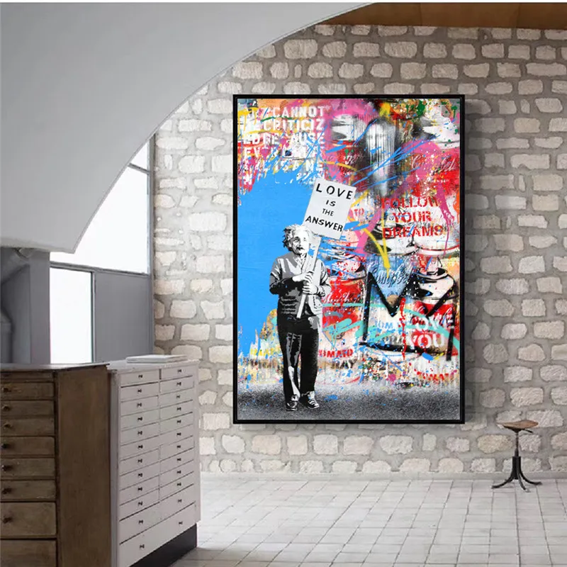 Gatvės Grafiti Meno Atlikite Savo Svajones Drobės Tapybos Plakatai ir Abstraktus Pop Meno Spaudinius Sienos Nuotraukas Gyvenimo Kambario Dekoro