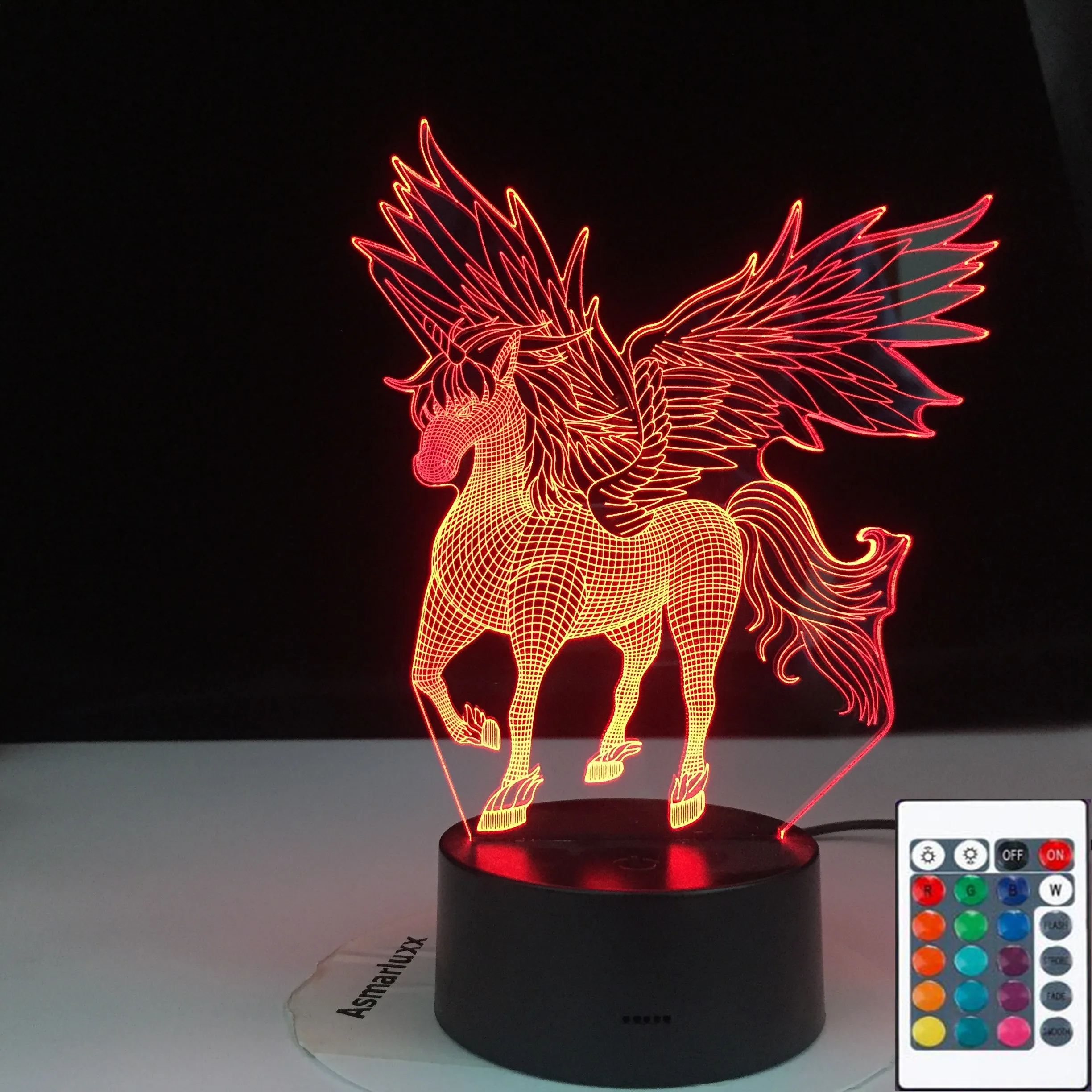 3W Remote Touch Kontrolės 3D LED Nakties Šviesos Vienaragis Formos Stalas Stalo Lempos Kalėdos Namų Puošybai Mielos Dovanos Vaikams