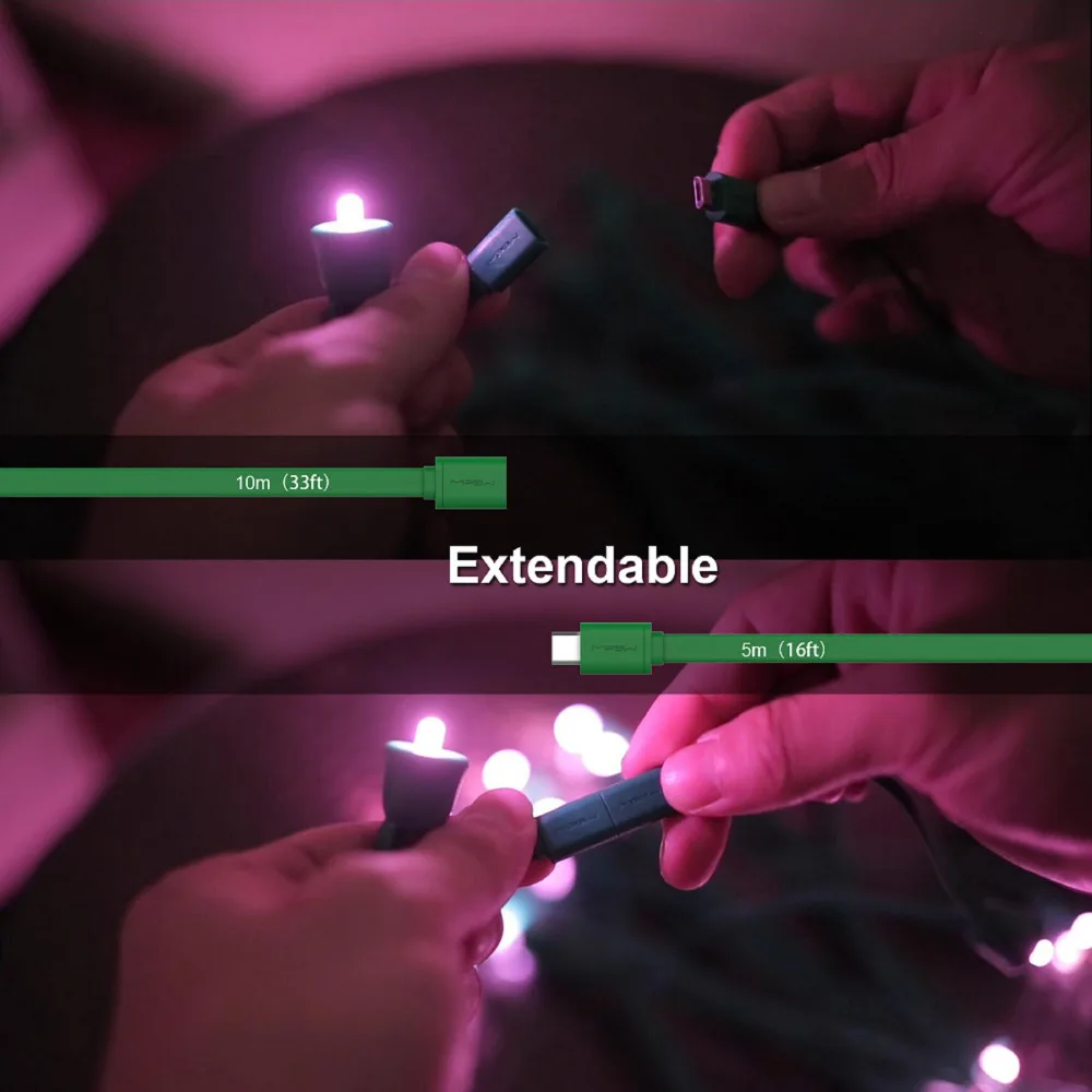 MIPOW PLAYBULB 10m Smart Styginių Šviesos Lauko Kalėdų Šviesos Vandeniui LED Šviesos Virvė App Kontrolės