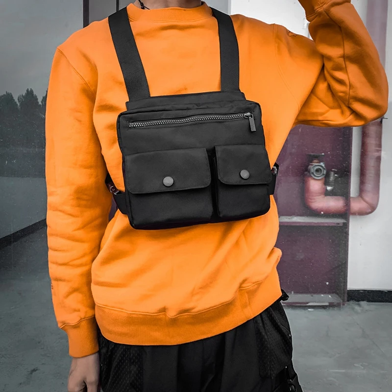 AUAU-Vyrų Krūtinės Utility Bag Multi-Funkcija Kišenėje Mados Strap Vest Hip-Hop Street Wear Krūtinės Krepšiai Moterims