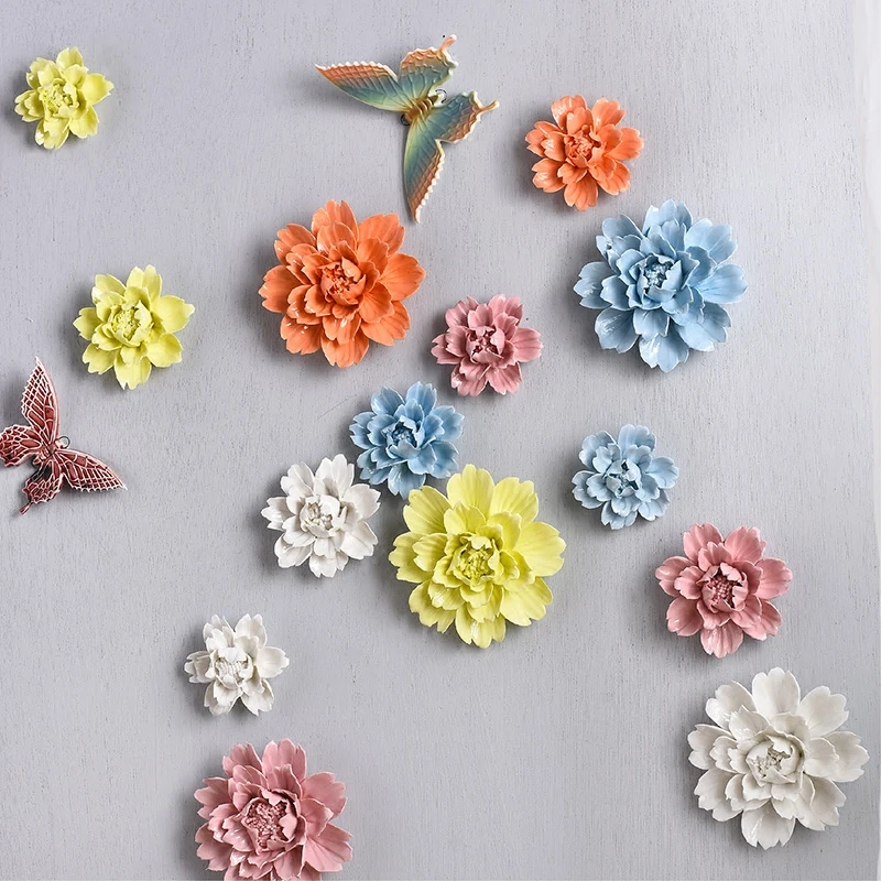 Šiuolaikinės Keramikos 3D Gėlių Pakabukas Sienos Kabo Amatų, Apdailos, Namų Kambarį Modeliavimas Gėlių Siena Lipdukas Freskos Papuošalai
