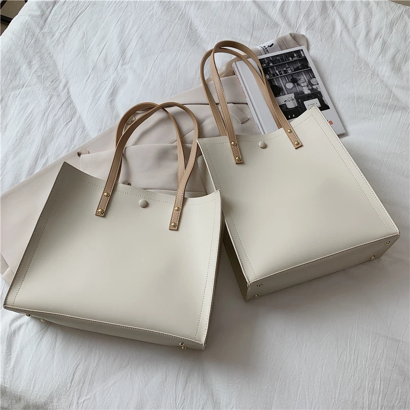 Burminsa Korėjos Stiliaus Didelis Totalizator Krepšiai Moterų Didelės Talpos Ponios Darbo Pečių Krepšiai, Aukštos Kokybės Minkštas Shopper Bags 2020 M. Rudenį