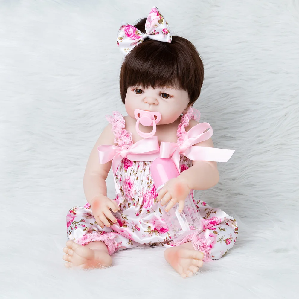 55cm Full Body Silikono Reborn Baby Doll Mergina Newbron Tikroviška Princesė Bebe Gimtadienio, Kalėdų Dovana Brinquedos