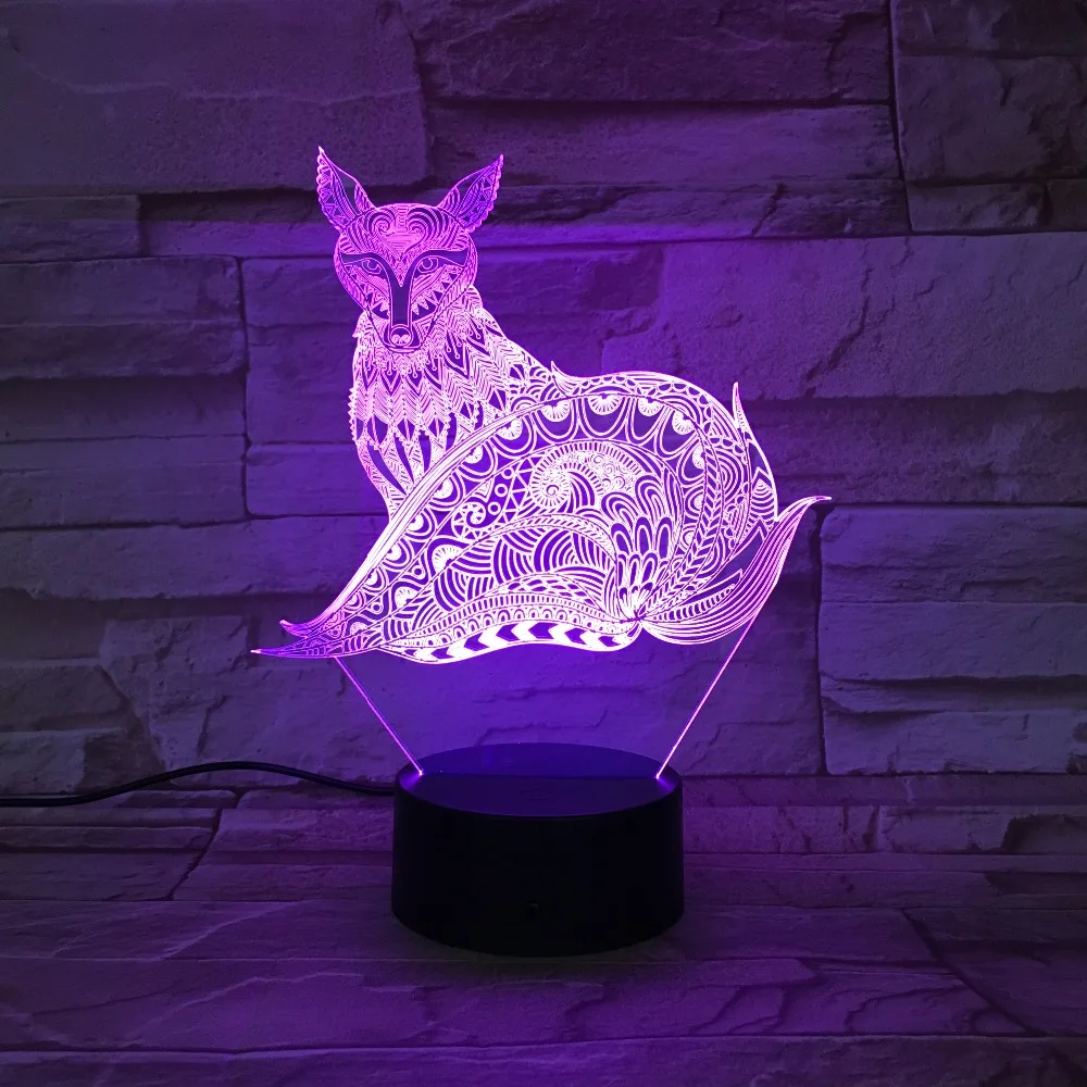 3D Fox Lempa LED naktinė lempa su sensoriniu Stalo Lempa, kaip Vaikams Dovanas 7 Spalvas Keisti pagrindinį Šalies Dekoro USB, Ar Akumuliatoriaus Maitinimo Lemputė