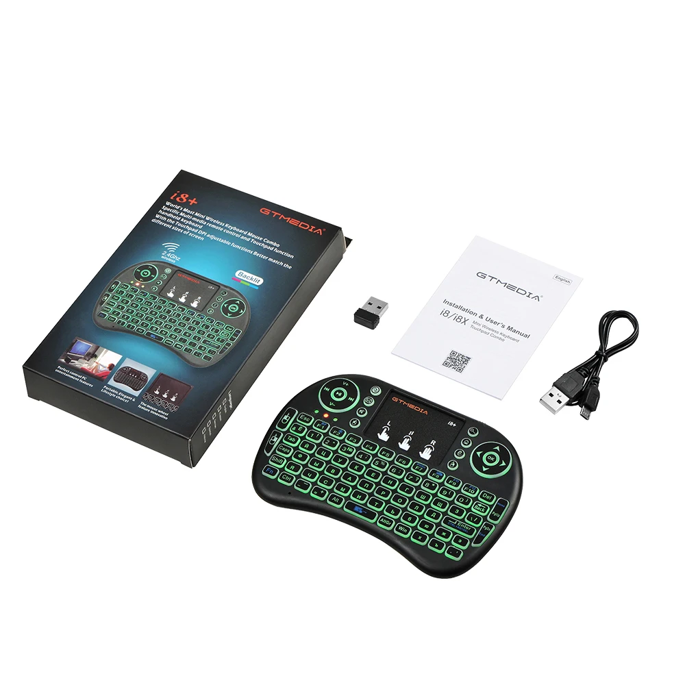 GTMEDIA i8+ Wireless Keyboard 2,4 ghz, rusų, anglų 3 spalva Oro Pelė Su Touchpad Nuotolinio Valdymo Klaviatūra, Skirta 