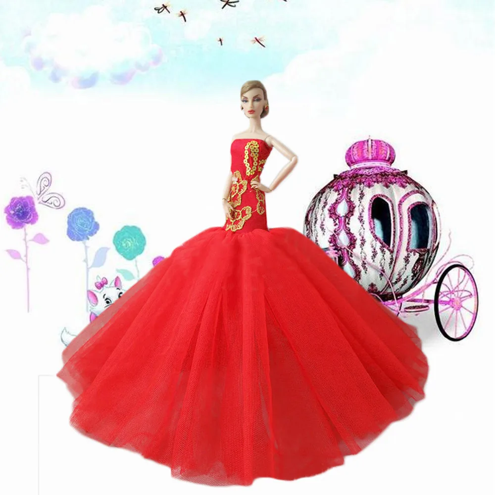 Spalvingas Mergina Lėlės, Žaislai Šalies Slidinėti Elegantiška Raudonos Suknelės Suknelė Tiktų Komplektus Lėlės Priedai Barbie Žaislai Mergina Gimtadienio Dovana