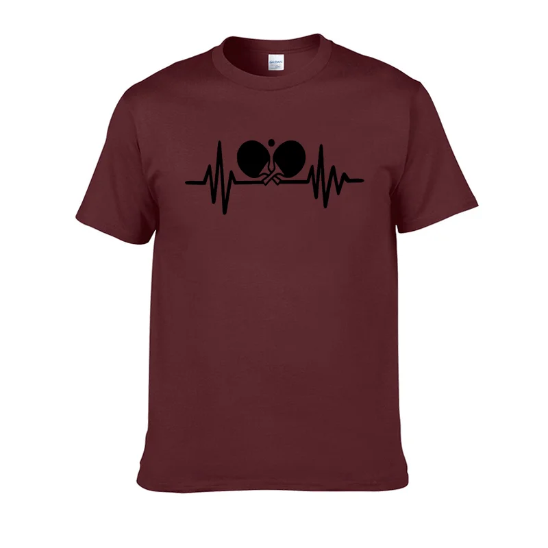 Vasarą Naujas Stalo Teniso Ping Širdies Plakimas T-Shirt Vyrai Spausdinti O-Kaklo Trumpomis Rankovėmis Medvilnės Marškinėliai