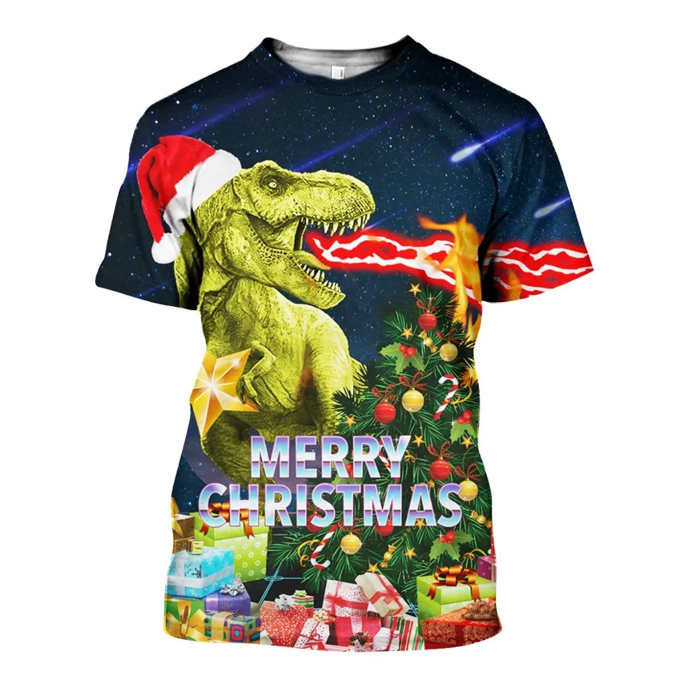Santasaurus Rex T-Shirt Linksmų Kalėdų juokinga 3d Spausdinimo unisex grafinis grunge tumblr hipster street style dovanų tees derliaus viršūnės