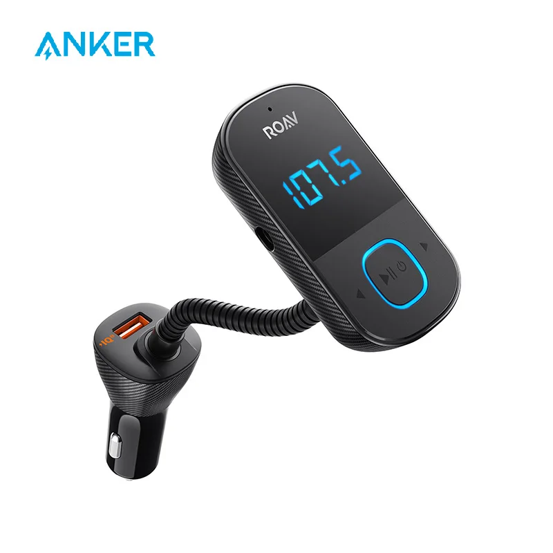 Anker Roav SmartCharge T1, Bluetooth, FM Siųstuvas, Automobilių, Audio Adapteris ir Imtuvas su Didelis LED Ekranas, PowerIQ 2.0