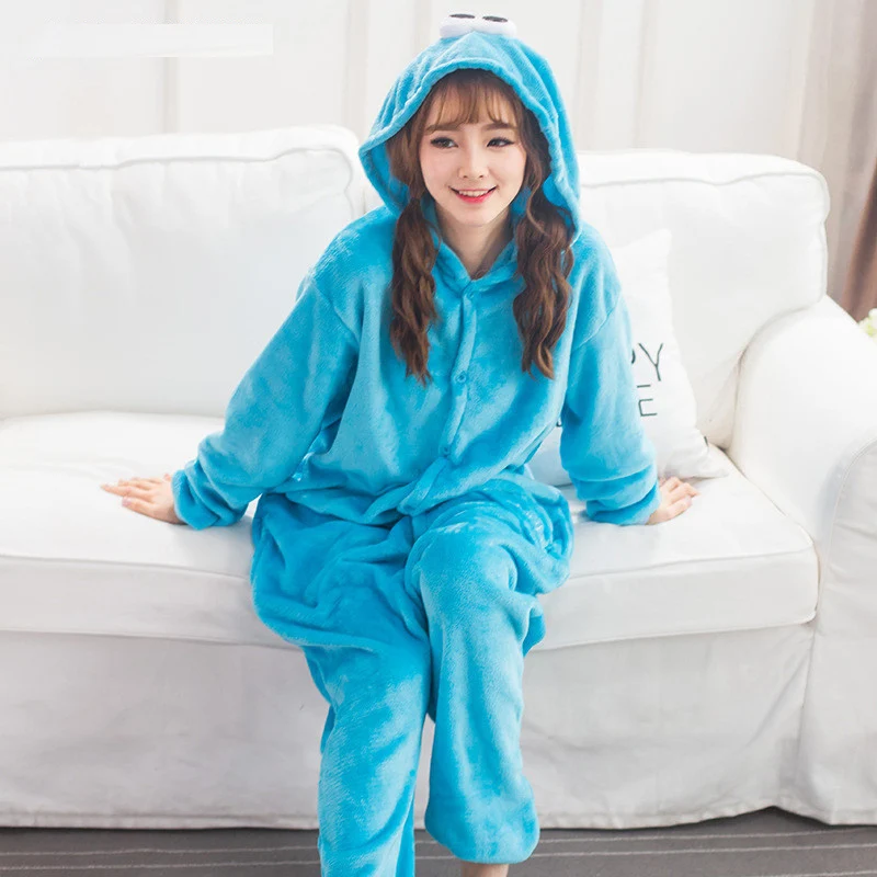 Cookie Monster Kigurumi Onesie Sesame Street Pijamas Animacinių Filmų Pižama Jumpsuit Suaugusiųjų Sleepwear Cosplay Kostiumai Helovinas Kostiumas
