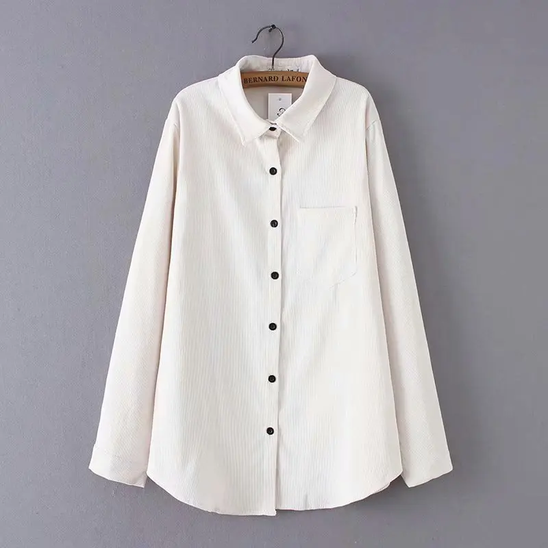 Plus size Velvetas kietas karinio jūrų laivyno dramblio kaulo balta Kupranugaris moterų marškiniai 2019 m. Pavasarį NAUJĄ atsitiktinis ponios kišenę laisvus palaidinė moteriška negabaritinių