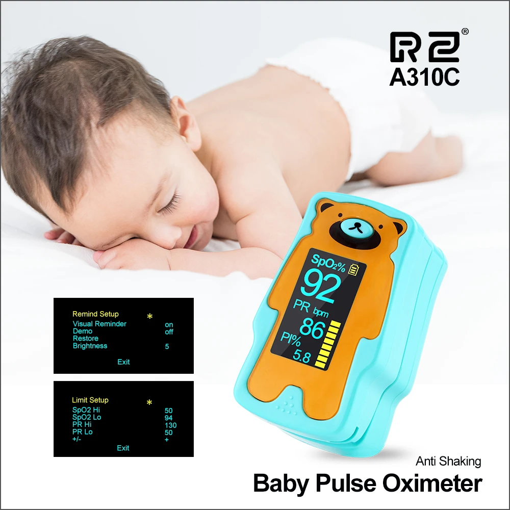 RZ Oximeter Vaikas Nešiojamų Piršto Oximeter Piršto Pulse Oximeter Buitinių Sveikatos Stebi Širdies ritmą PR SPO2 Kūdikių Oximeter