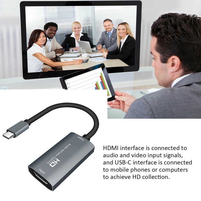HDMI USB-C Video Capture Card HD 1080P C Tipo HDMI Vaizdo įrašymo stalo Žaidimas Įrašyti Live Transliacijos Transliacijos