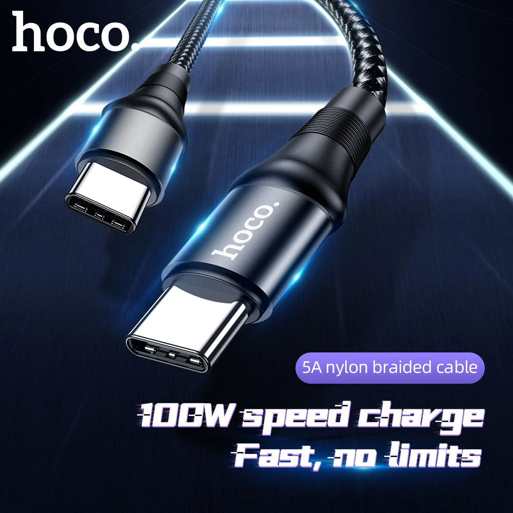 HOCO 100W USB C Su USB C Tipo Kabelis 5A 100W PD Greitas Įkroviklis, skirtas Macbook, iPad Parama Greitai Įkrauti 