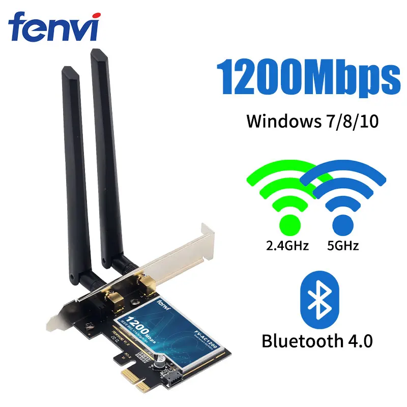Dvigubos Juostos 1200Mbps Wireless PCI-e Darbalaukio 802.11 ac Wlan Wi-fi Kortelės Adapteris 