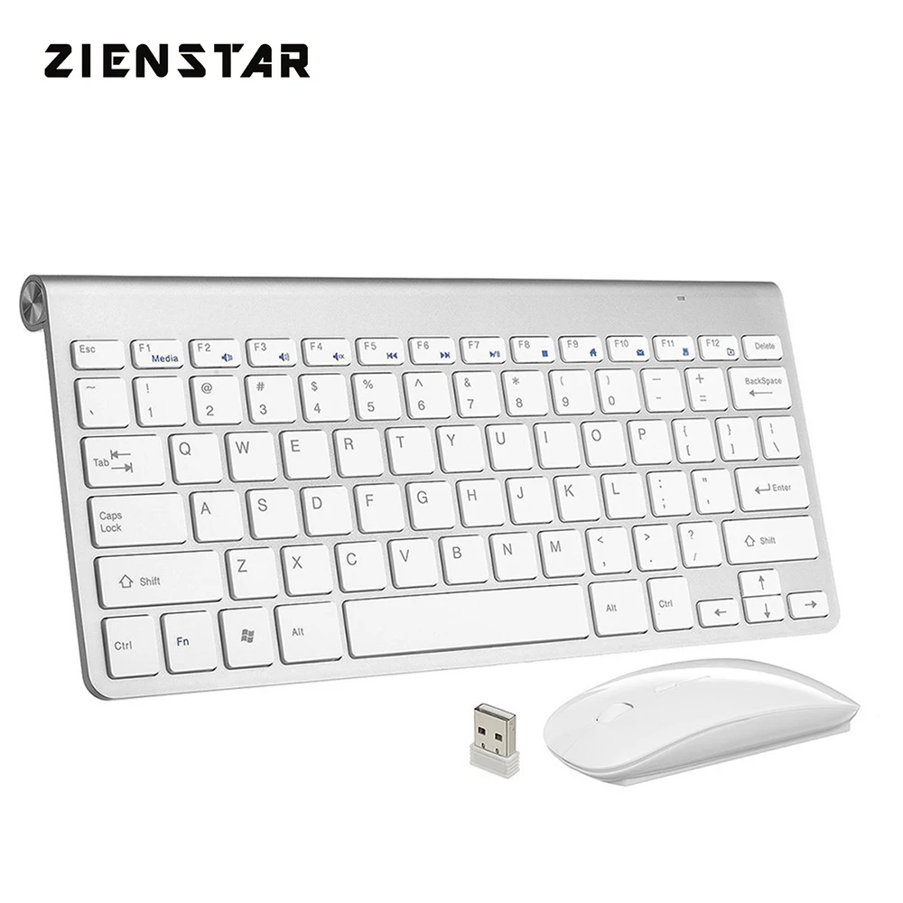 Zienstar Ultra Plonas 2.4 G Wireless Keyboard Mouse Combo su USB Imtuvas 