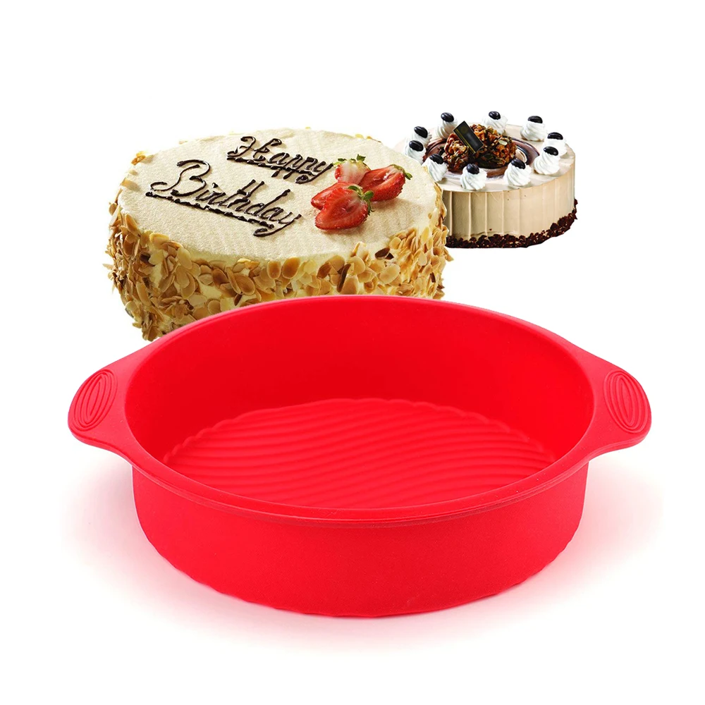 9 colių Virtuvės reikmenys Bakeware Torto Formos Silikoninis Ne Klijuoti Karščiui Atsparaus Putėsiai Šifono ledais Raudonas Mėlynas Apvalus Įrankiai