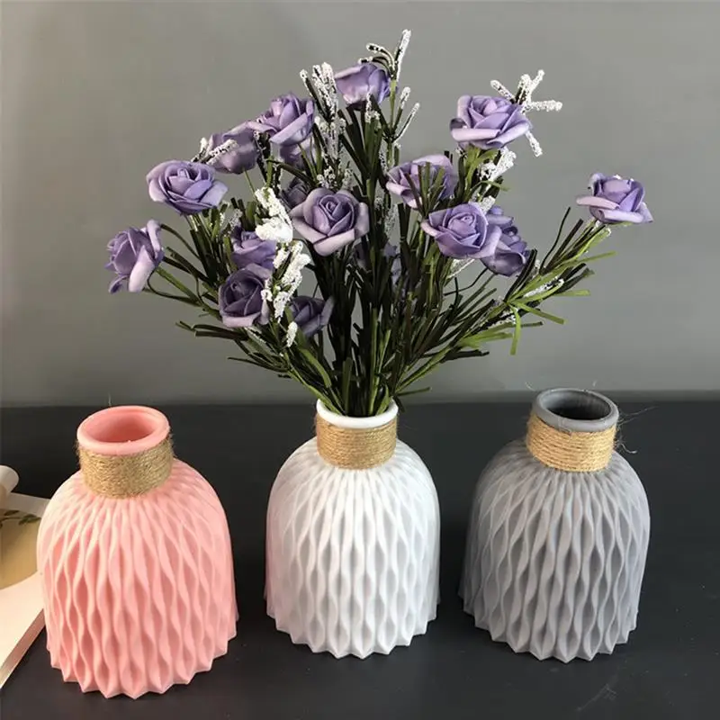 Plastikinė Vaza Neperleidžiama Stilingas Paprasta Kūrybos Vaza Sauso Ir Šlapio Gėlių Dekoracija Kambarį Ir Kavos