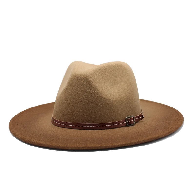 2020 m. Aukštos Kokybės Plataus Kraštų Fedora Kepurės Moterims, Vyrams, Dirbtinė Vilna Skrybėlės 2-spalvų gradientas Panama Fedoras Chapeau Sombrero