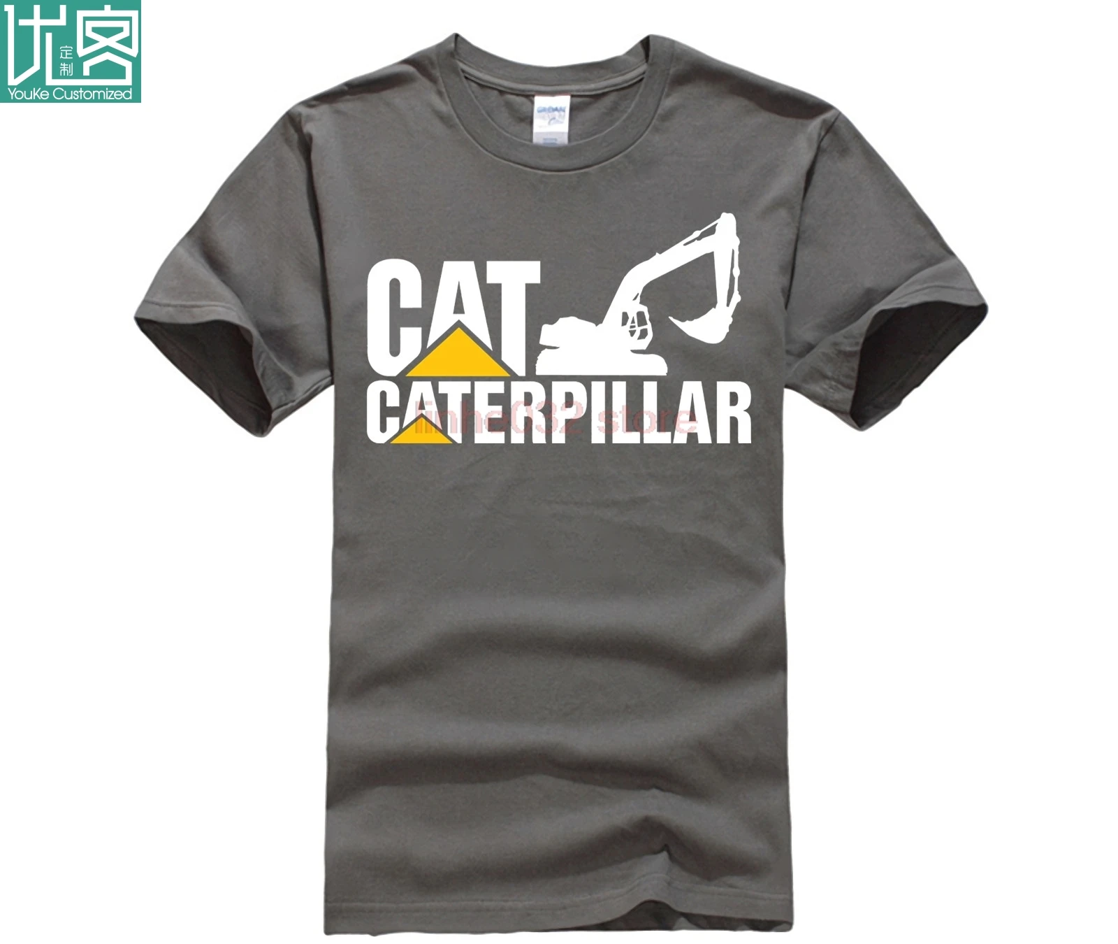 Naujas Caterpillar Logotipą, Trumpos Rankovės, Juodos spalvos vyriški T-Shirt Dydis S-5XLMen Marškinėliai, Topai Trumpas Rankovės Medvilnės Fitneso T-Shirt