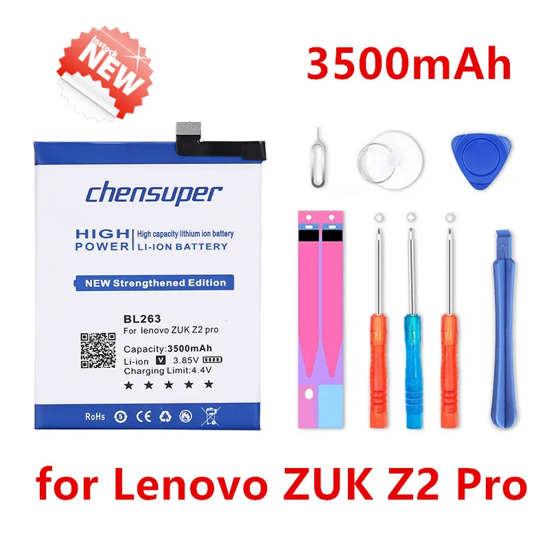 Naujas Originalus chensuper BL263 Baterija Lenovo ZUK Z2 Pro 3500mAh Aukštos Kokybės Baterija su +Įrankiai, Dovanos