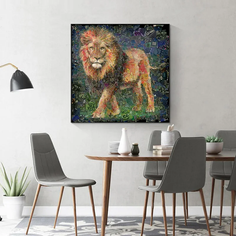 Šiaurės Liūtas, Tigras, Leopardas Triušis Drobės Tapybos Gyvūnams, Pagamintas iš Pinigų, Sienos Menas, Plakatų Ir grafikos Sienos Nuotraukas, Už Kambarį