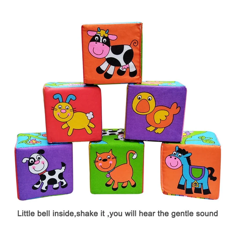 Kūdikių Žaislų Mielas Gyvūnų Baby Soft Kubo Įdaryti Lėlės Blokai Naujagimiui Anksti Švietimo Žaislai 0-12 Mėnesių