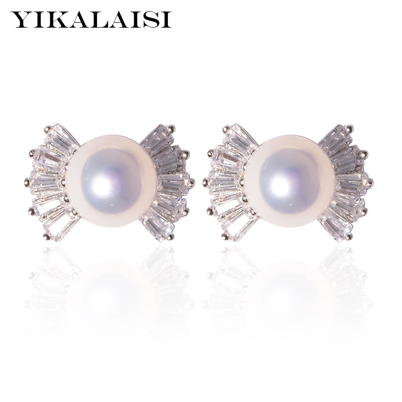 YIKALAISI 925 sterlingas Sidabro Papuošalai, biuras moterų 8-9mm natūralių gėlavandenių perlų papuošalai moterims, dovana 2018 naujas mados