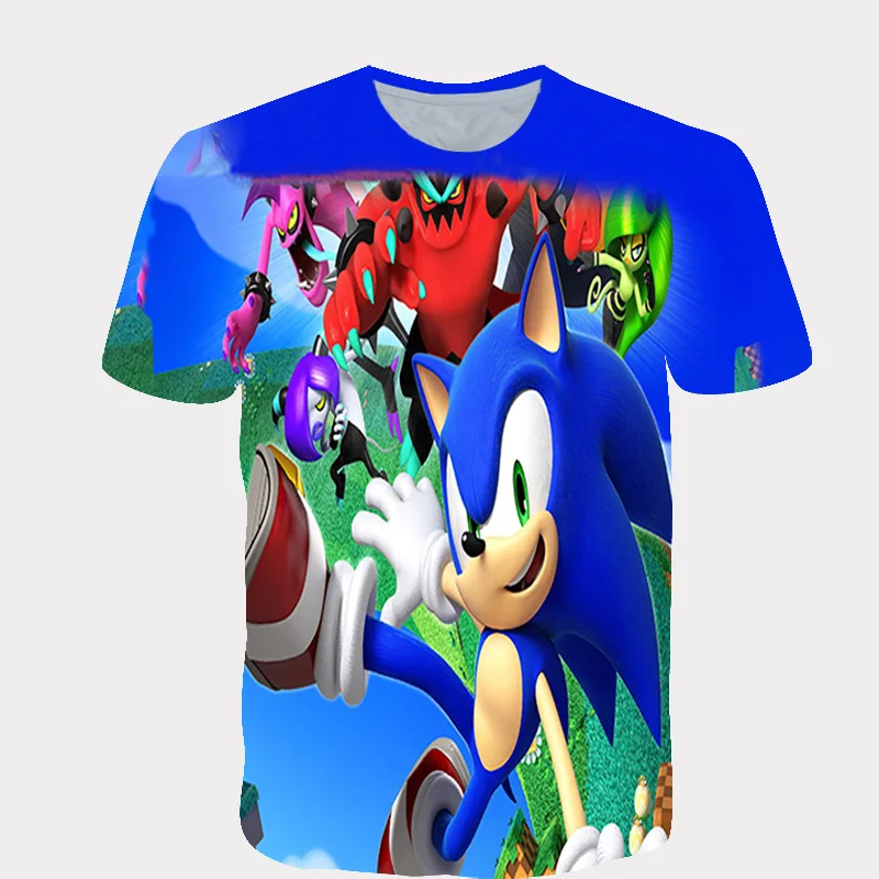 Vasarą Naujos Sonic the Hedgehog 3D Atspausdintas Marškinėliai Berniukams Animacinių filmų t-shirt Viršūnes Berniukai Streetwear Drabužius Paauglys Vaikų Viršūnės