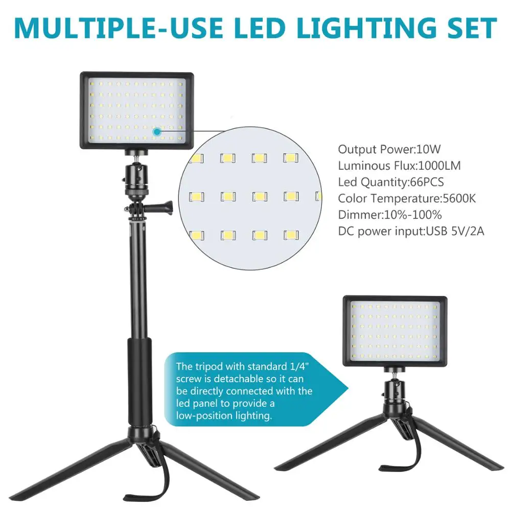 Neewer Vaizdo, Šviesos, šviesos srautą galima reguliuoti 5600K LED Lemputė USB žiedas lempos Fotografija-Šviesa Trikojis Stovas TikTok 