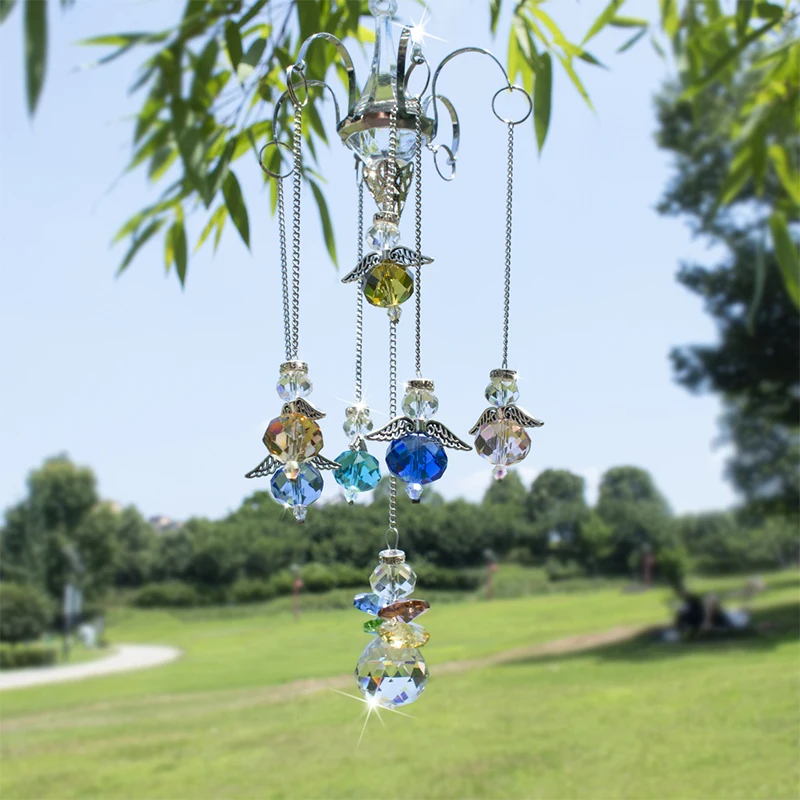 H&D Kabinti Angelas sargas Crystal Prism Kamuolys Suncatcher Vaivorykštė Ornamentu Kabykla su Kabliu Namo Vestuvių Puošimas,16 Colių