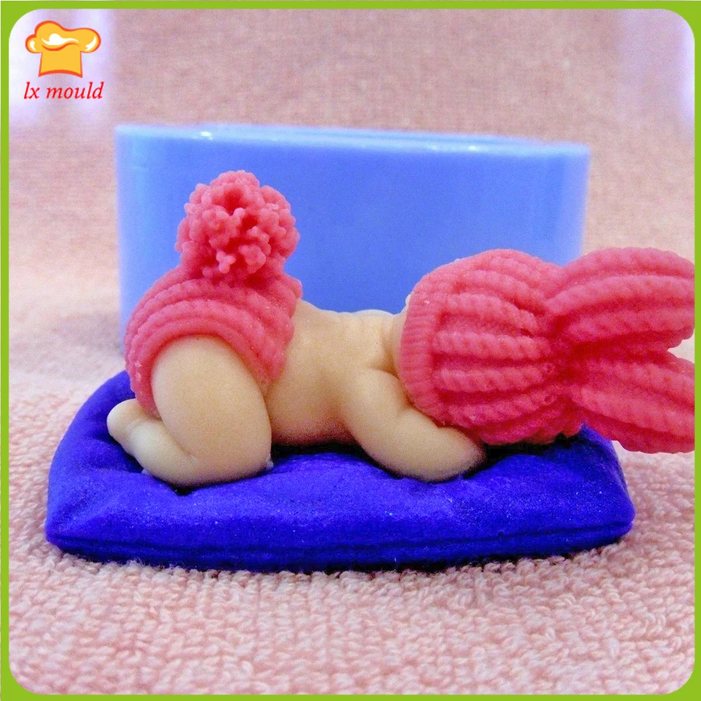 3d Mielas kūdikis miega su bžūp tortas topper dekoravimo dervos molio muilas silikono formų
