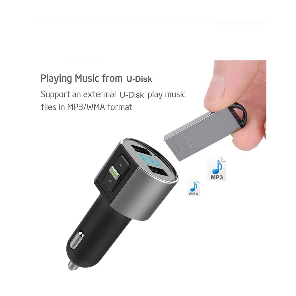 3.4 Dual USB Įkroviklis Belaidžio 4.2-automobilių FM Siųstuvas Radijo Adapterį Automobilių LCD MP3 Grotuvas, laisvų Rankų Skambinti