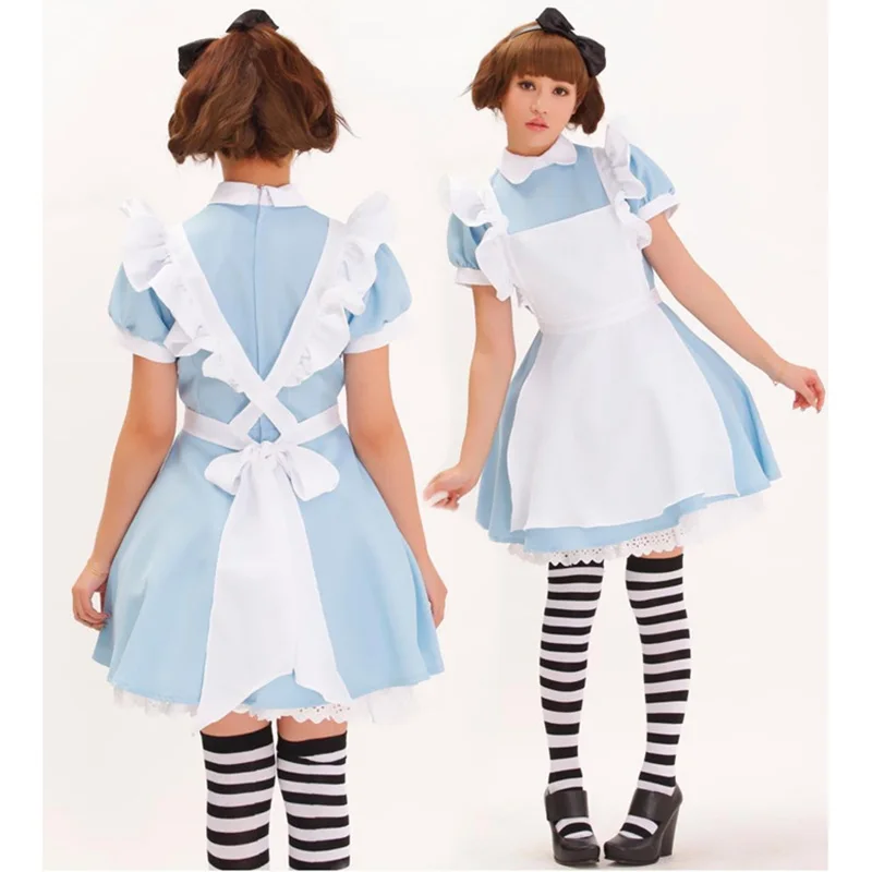 Helovinas Tarnaitė Kostiumai, Moteriški Suaugusiųjų Alice in Wonderland Kostiumas Kostiumas Tarnaitės Lolita Fancy Dress Cosplay Kostiumas Moterims Mergina