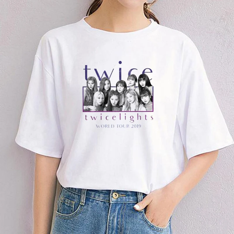 Korėjos Kpop du KARTUS World Tour Marškinėliai Moterims Kpop du KARTUS Twicelights Koncertas T-shirt Harajuku Streetwear Summer Tee Viršūnes Dropship
