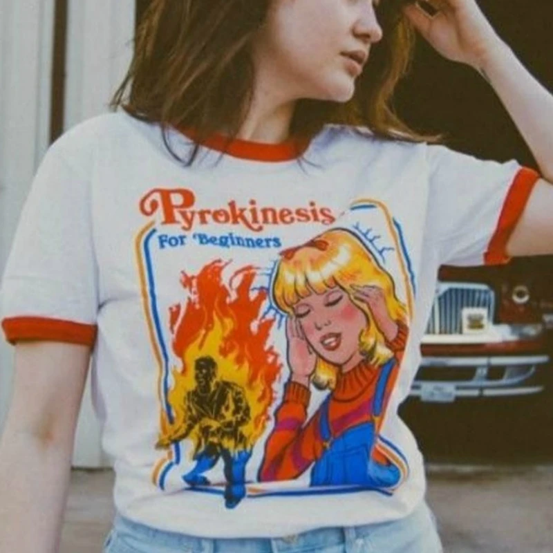 2020 Kawaii Spausdinti Marškinėliai Moterims 90-ųjų Harajuku Mados T-shirt Grafikos Mielas Animacinių filmų Marškinėliai Juokinga korėjos Stiliaus Viršaus Tees Moteris