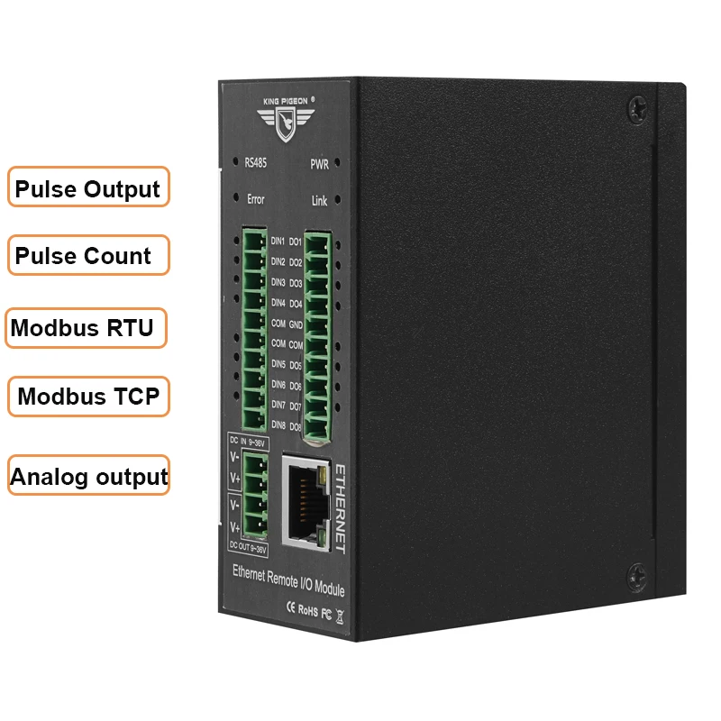 Modbus TCP Serverio ir Kliento Modulis 8 Skaitmeniniai įėjimai 4 Analoginiai įėjimai Ethernet Nuotolinio IO Modulio di vartai