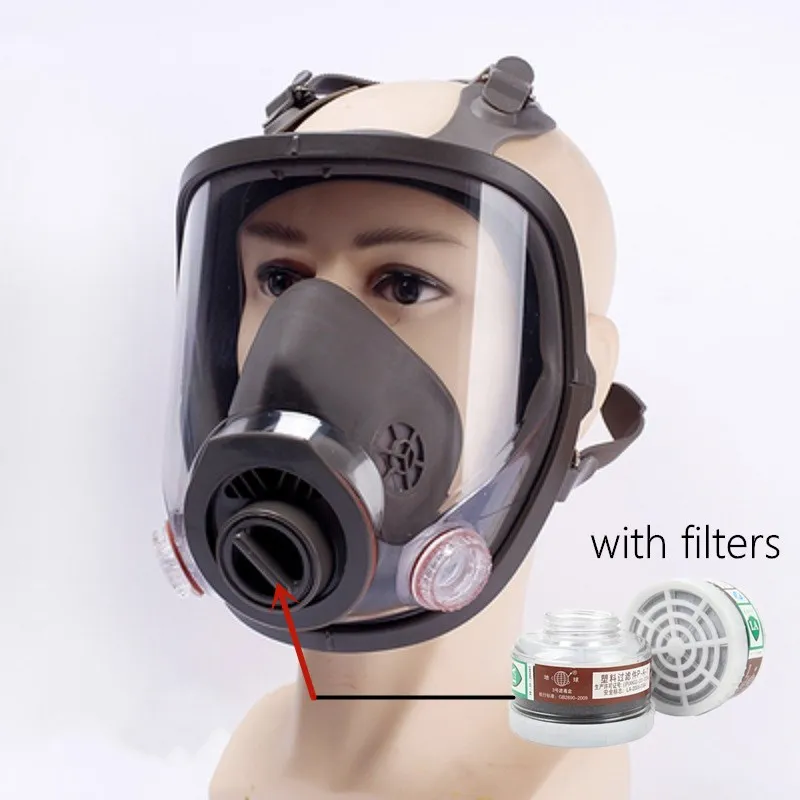Dujų Kaukė veidui su Aiškiai Langą Visą Veidą Respiratorius su Filtru Aktyvintos Anglies 0,5 m Vamzdžio Cheminės Apsaugos