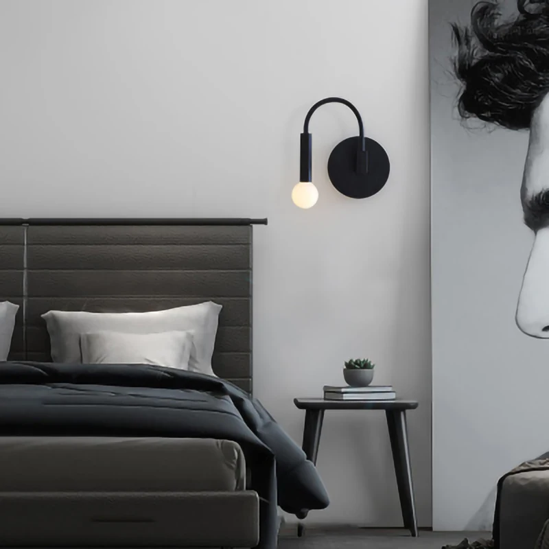 Šiaurės Paprastumo LED sienos lempos Pasukti juoda patalpų miegamojo lovos gyvenimo kambario sienos sconces loft koridoriaus apšvietimo šviestuvas