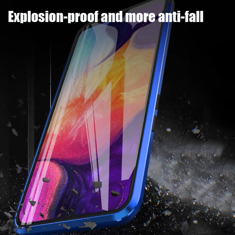 Magnetinės Metalo Case For Samsung Galaxy A50 A20 A70 A40 A31 A71 A51 dvipusės grūdinto stiklo dangtis S20 ultra S10 S8 S9 plus